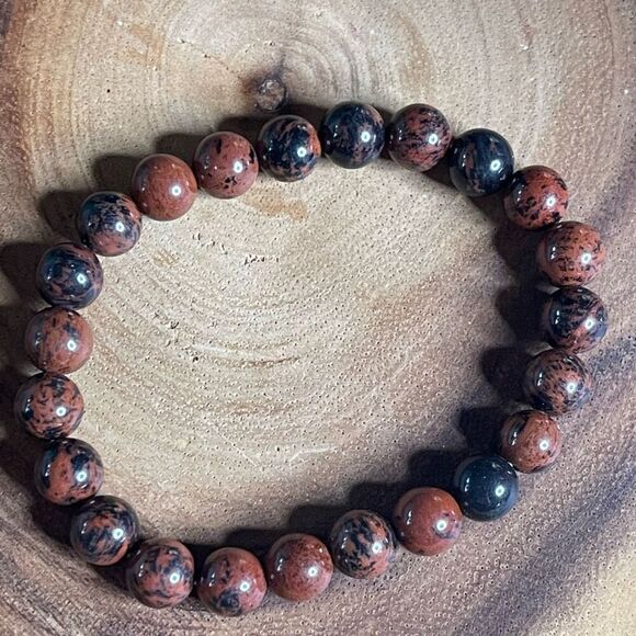 Mahogany obsidian 8mm stretch bracelet beaded bracelet 7” stretch crystal healin - Picture 7 of 12